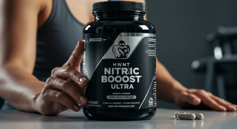 Bottle of Nitric Boost Ultra supplement for energy and circulation support